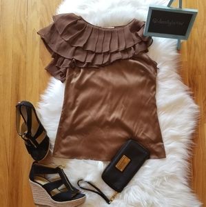 BCBGeneration Satin Brown Sleeveless Asymmetrical